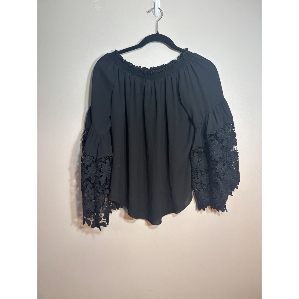 Joseph Ribkoff‎ Black Off The Shoulder Lace Bell Sleeve Blouse Top Size 6
